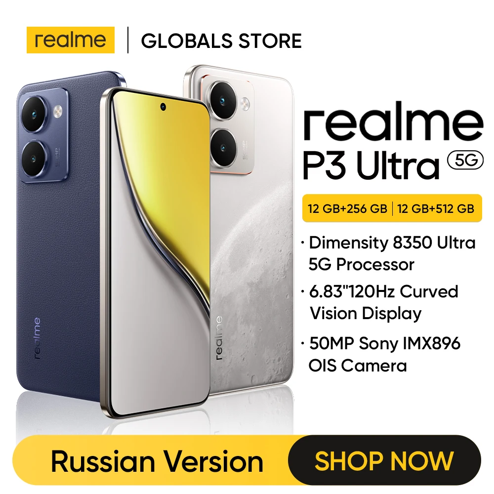 realme P3 Ultra 5G Smartphone NFC Dimensity 8350 Ultra Chipset 6000mAh Battery 80W Charge 50MP Sony Camera 6.83" AMOLED Display