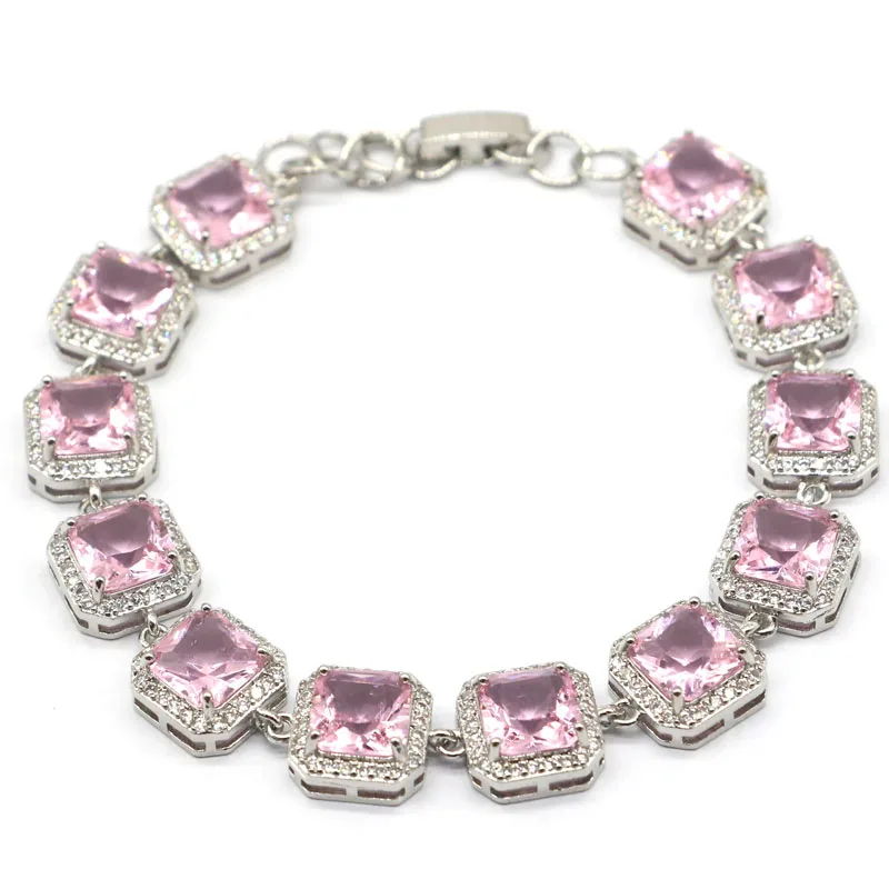 

22g 925 SOLID STERLING SILVER BRACELET Stunning Red Blood Ruby Green Amethyst Pink Kunzite Daily Bride Wedding Recommend