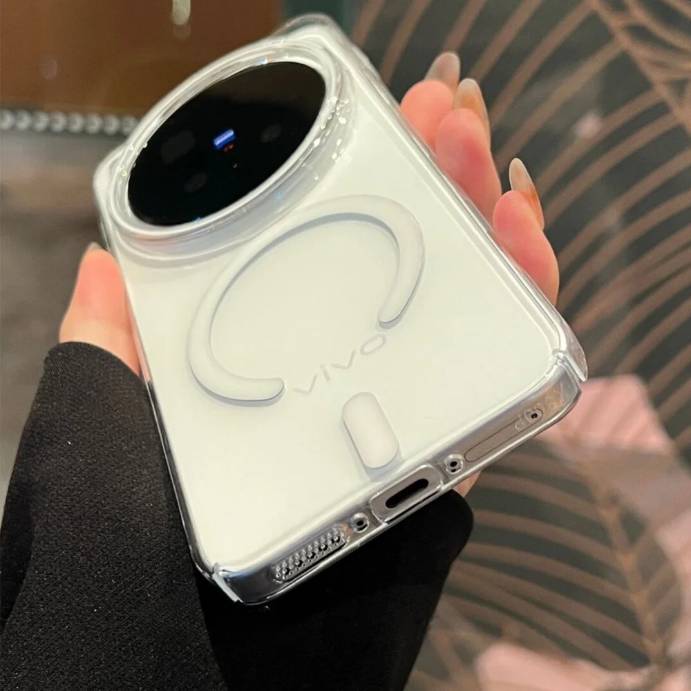 HD Clear Magnetic Phone Case with Shockproof Bumper and Wireless Charging Compatibility