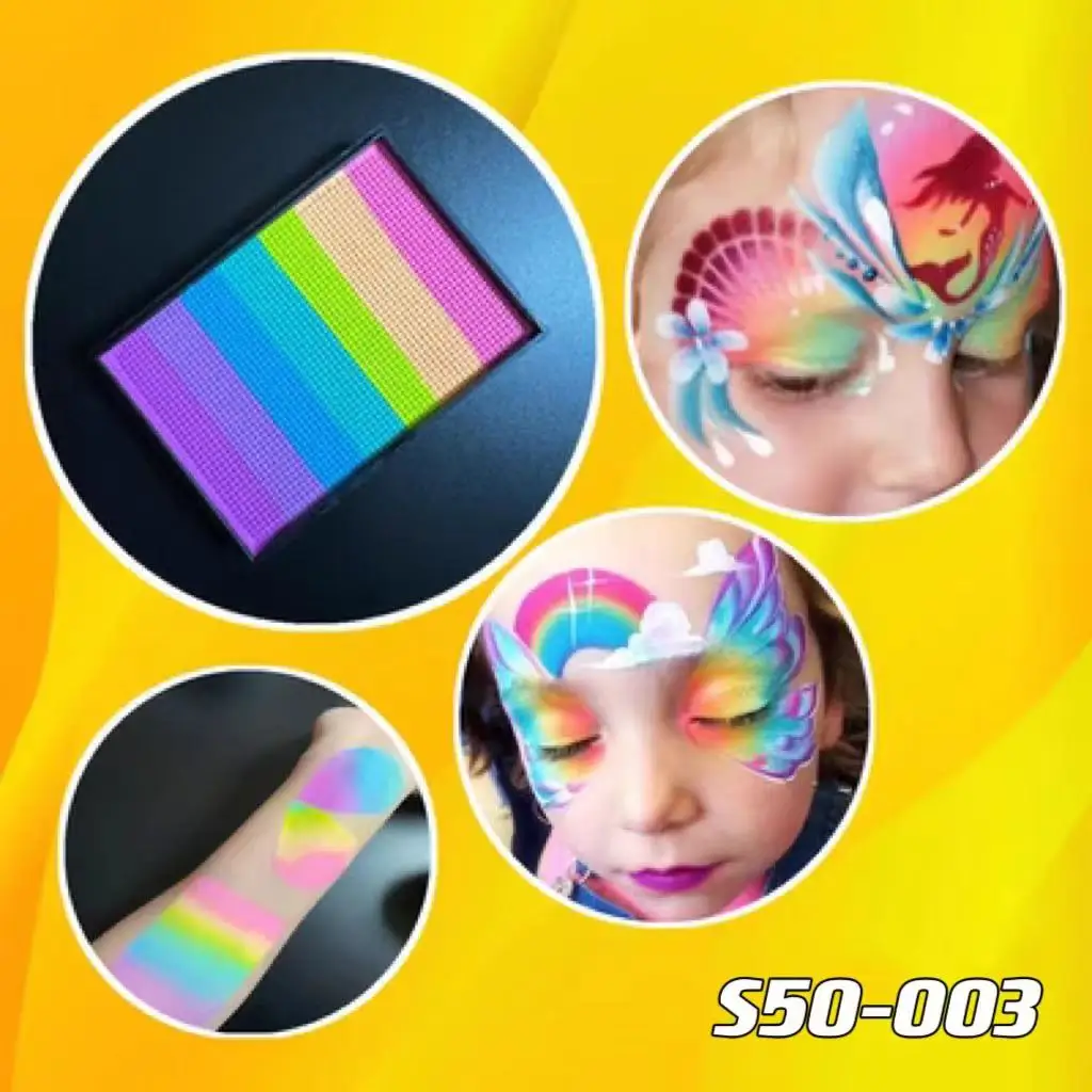 50g Customized Face Painting Colorful Rainbow Split Cake Fluorescent Neon Water Activated Eyeliner Body Art