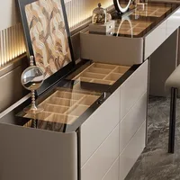 Coiffeuse commode pour ensembles de chambre à coucher vanité moderne avec miroir armoire à bijoux tabouret Console de maquillage coffres vanité 4