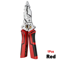 Rechargeable Heavy - Duty Wire Stripping and Cutting Tool with Voltage Tester & Alarms (Red)
