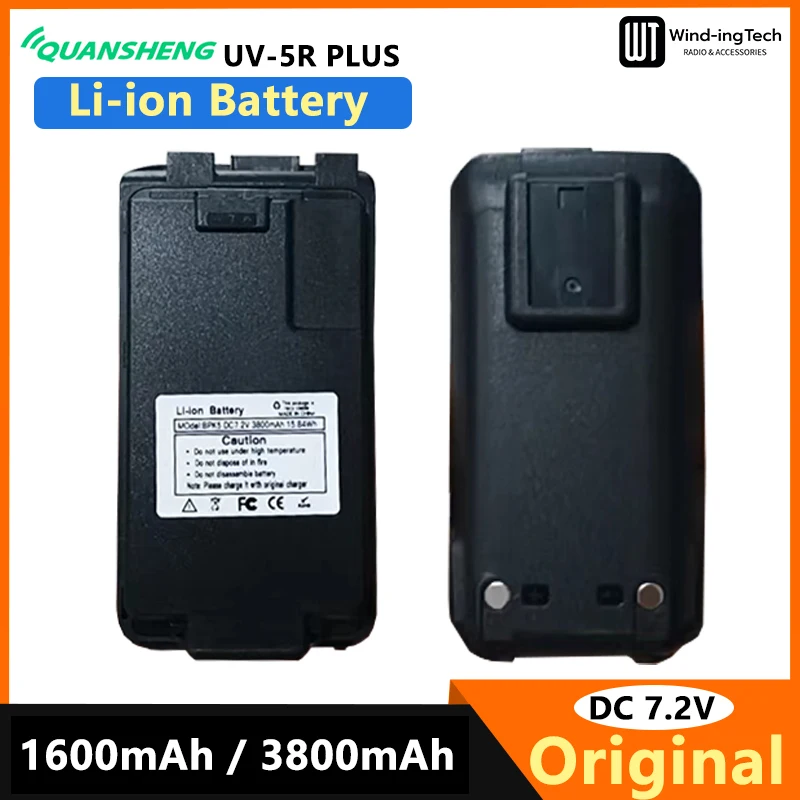 Quansheng UV 5R Plus Li-ion Battery DC 7.2V 3800mAh Battery BPK5 For UV-K6 Walkie Talkie UV K5 UV K58 Two Way Radio Rechargeable