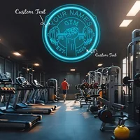 Custom LED Gym Neon Sign Barbell Dumbbell USB Wall Decor Home Gym Fitness Clubs Personalized Name Year Sports Gym Accessories