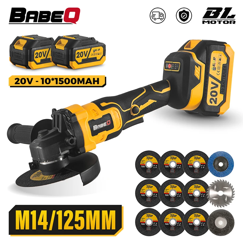 

125mm Brushless Angle Grinder M14 3 Gears Variable Metal Wood Cutting Polishing Grinding Tool For Makita 18V Battery 10000RPM