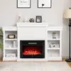 70 Inches Mantel Fireplace, 750W/1500W Electric Fireplace w/Mantel & Built-in Bookshelves,1-8H Timer 3