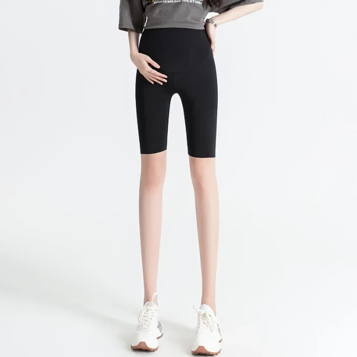 Summer Thin Nylon Maternity Half Legging Seamless Breathable Belly Yoga Shorts Pants Clothes for Pregnant Women Pregnancy Tights