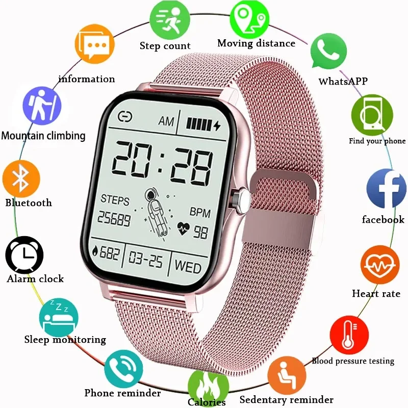

For Xiaomi Huawei Watches Bluetooth Call Smartwatch Fitness Tracker Women Custom Dial Music Control 2024 Smart Watch Ladies+Box