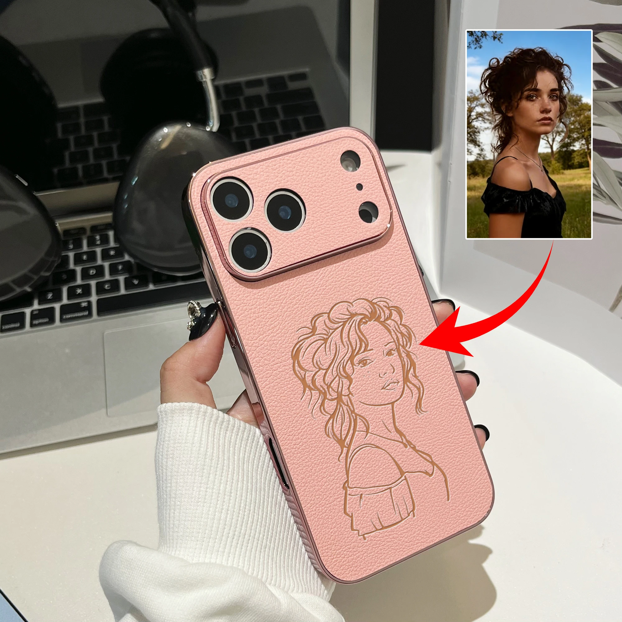 Personalized Custom Photo Sketch Lines Style 3D Laser Engraving Luxury thumbnail 4