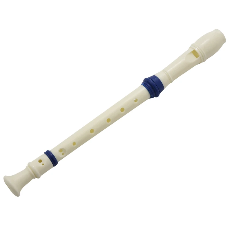 

Quality 10X Students Plastic 8 Holes Soprano Recorder Flute Beige Blue + Cleaning Stick