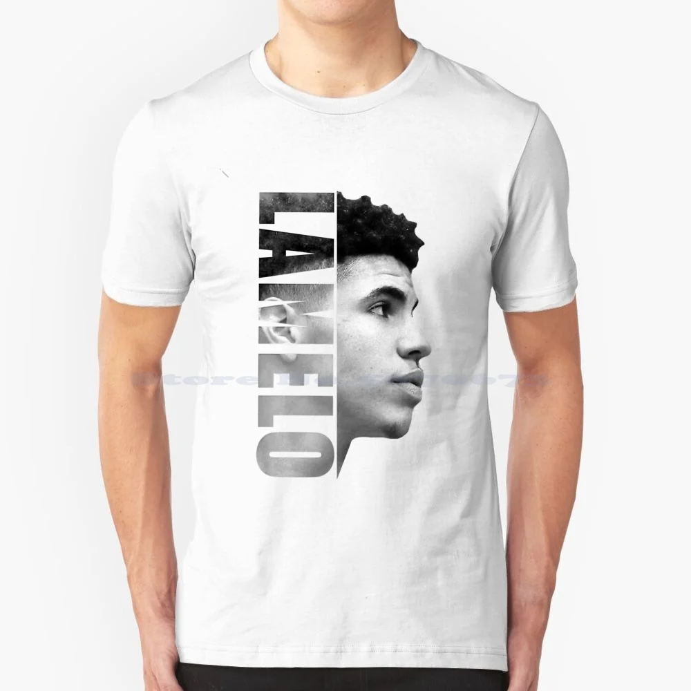 Great Model Lamelo Ball Black White T Shirt 100% Cotton Tee Great Model Lamelo Ball Black White Basketball Lonzo Ball James