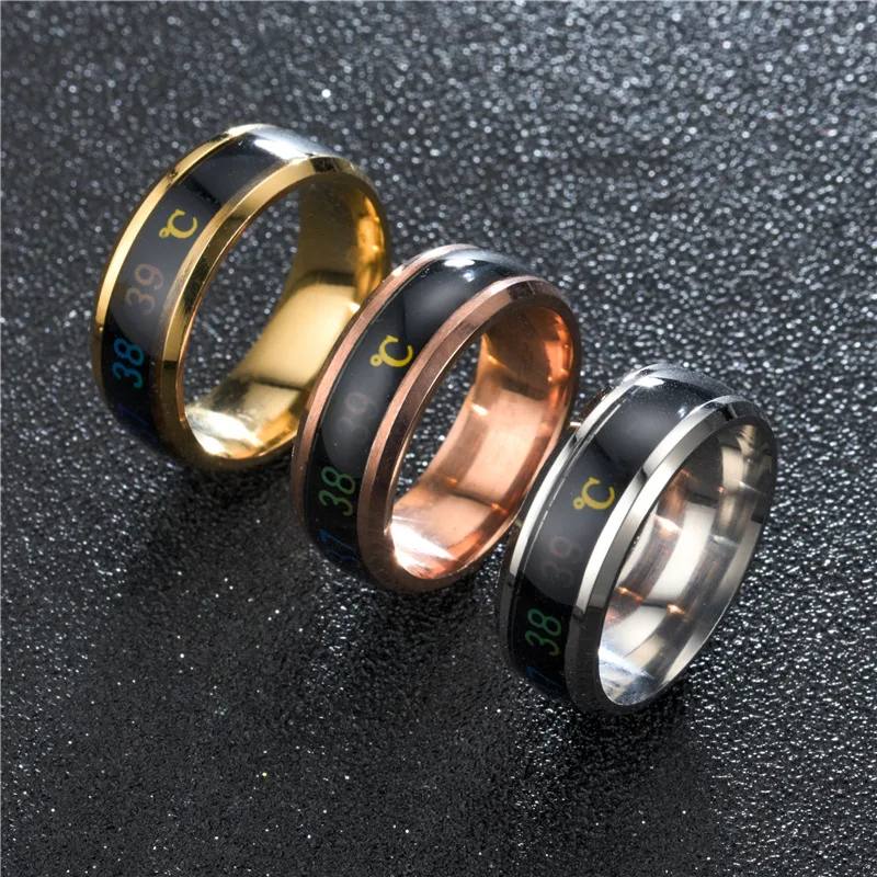 Smart Stainless Steel Multifunctional Ring For Couples Mood Changes Color From Waterproof Body Temperature Measuring Ring stainless steel ring