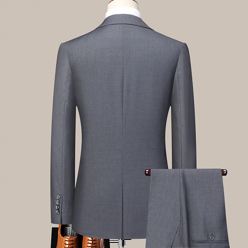High Quality Two Button Wedding Suit for Men (suit + Trousers) Fashion Korean Slim Business Formal Two-piece Set