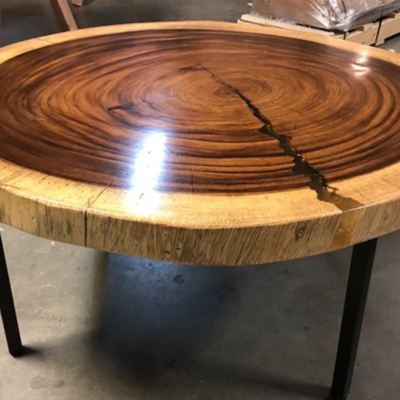 Round Walnut Slab Coffee Table With Resin Solid Wood Coffee Table Size