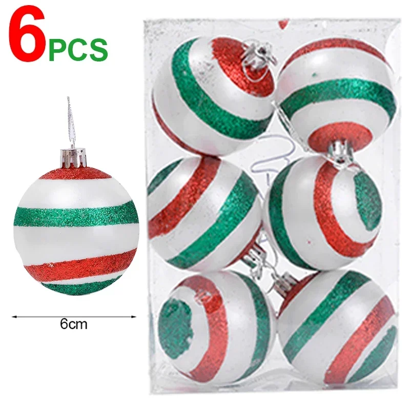 thumbnail image 1 of 6/24 piezas de bolas de colores navideños con purpurina para colgar en el árbol de Navidad, adorno para el hogar, regalo de fiesta de año nuevo, decoración, 1 of 5