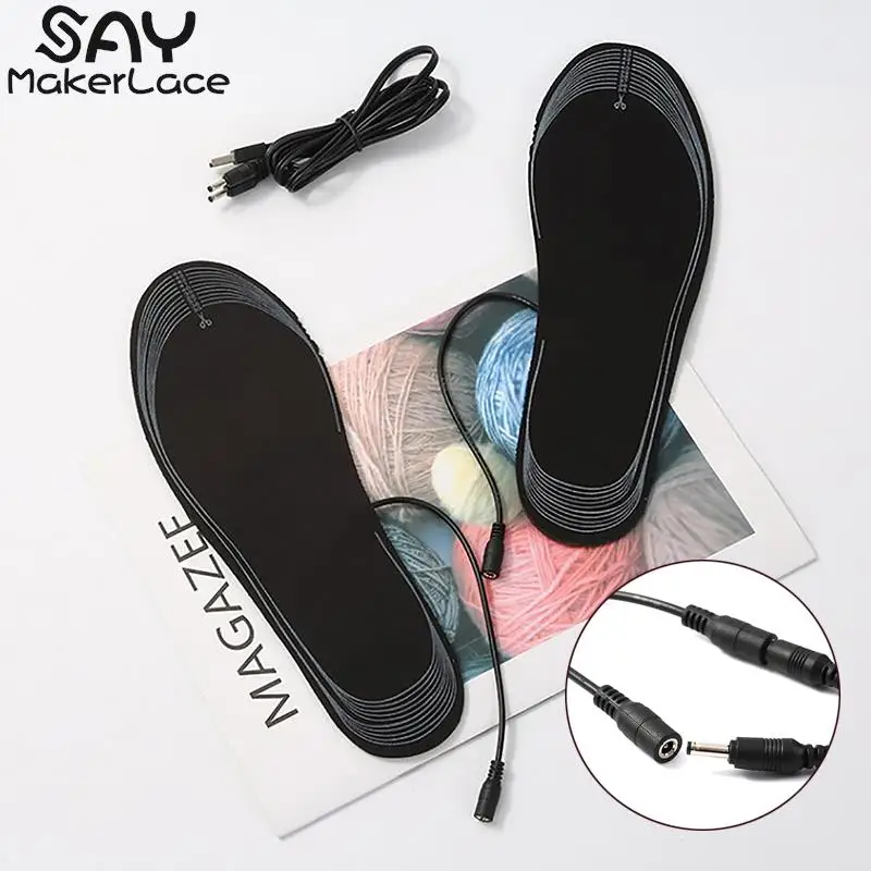 1PairUSBHeatedShoeInsolesWinterSoleFootWarmingPadWinterOutdoorSportsHeating