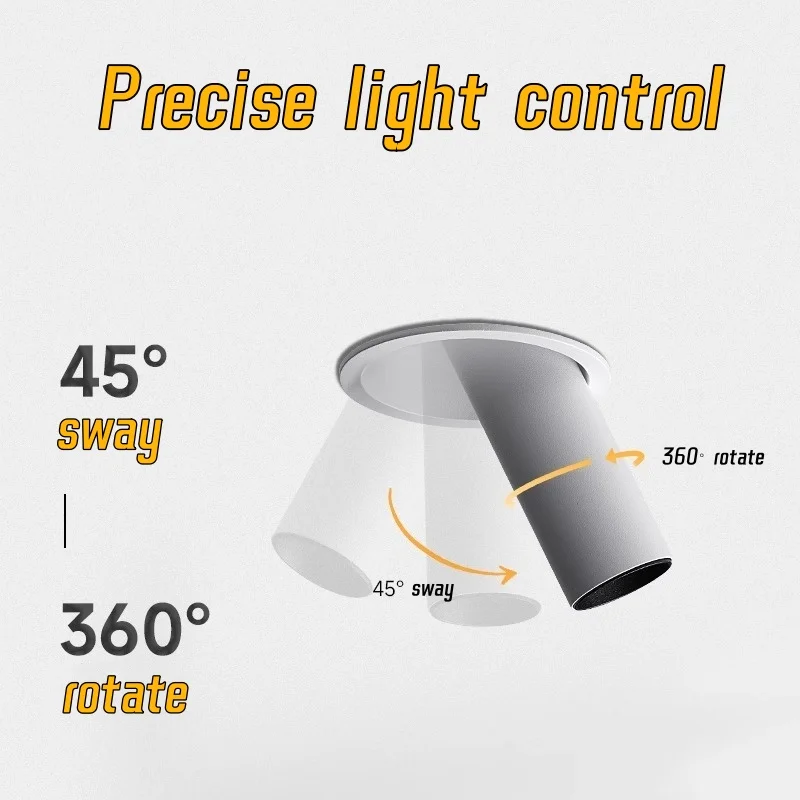 Recessed Long tube COB spotlights Anti-glare LED downlights 7W 18W 360&deg;rotate dimmable Ceiling lamp AC85-265V Interior lighting