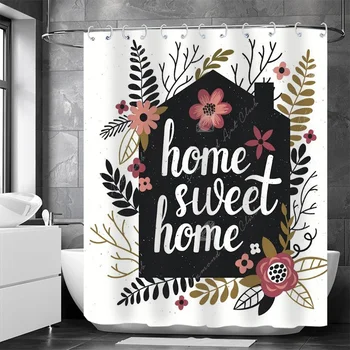 Wildflowers Shower Curtain House Pattern Bathroom Decor 70.9x70.9inch Waterproof Shower Curtain with Free Installation Hooks