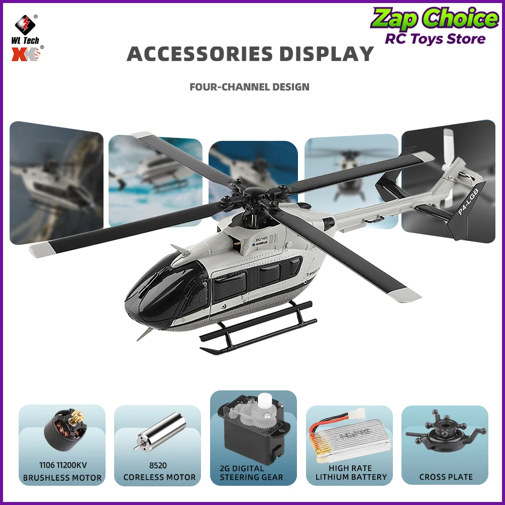Détail du cockpit et des fenêtres de l'hélicoptère RC WLtoys K160 EC-145 Brushless Gyroscope 6G RTF