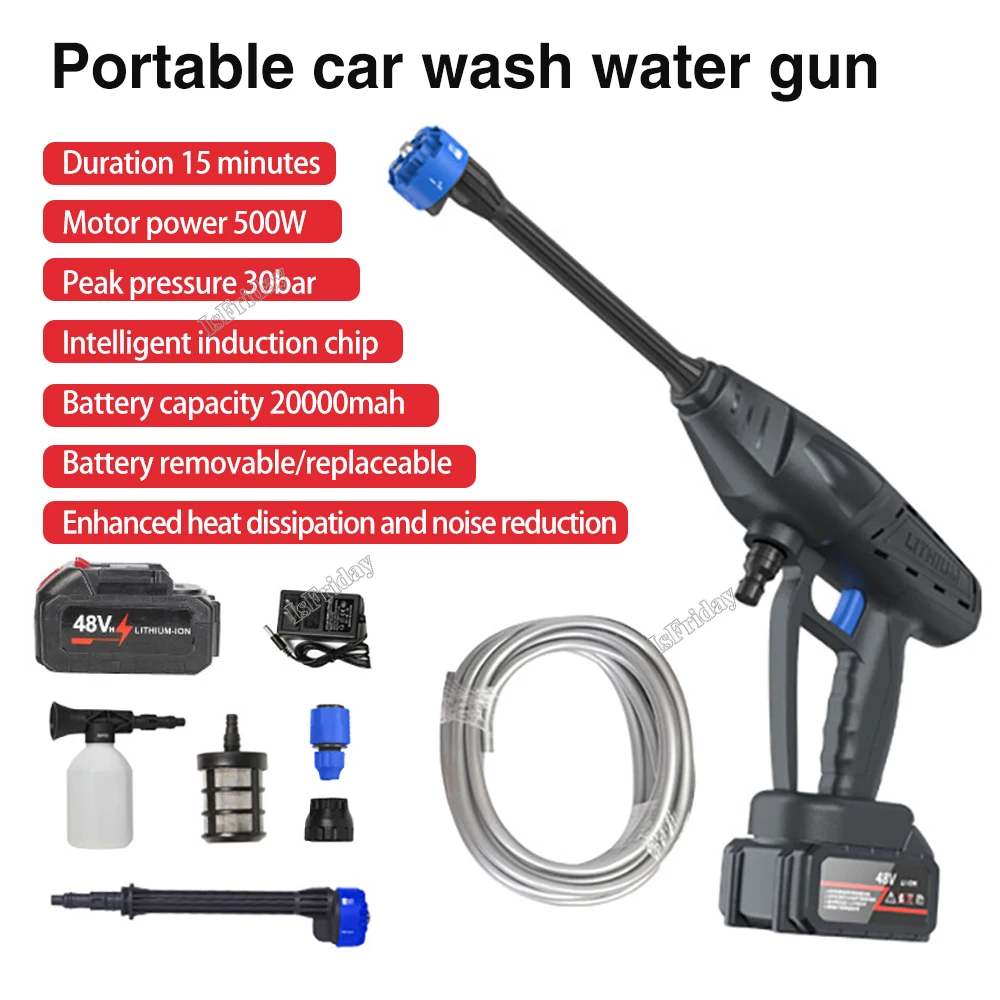 

Cordless Washer Gun 10000mAh/20000mAh Wireless High Pressure Car Washer Car Wash Water Gun With Lithium Battery Car Cleaning