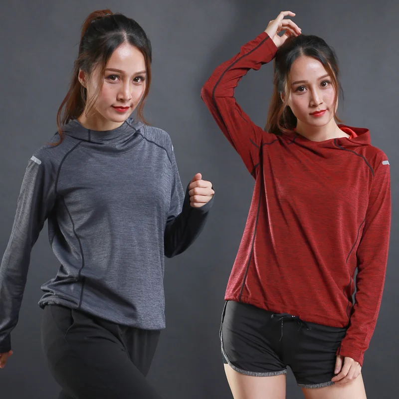 Womens Running Sport Hooded Jacket Compression Fitness Hoodies Gym Rashgard Training Coat Tops Yoga Sportswear