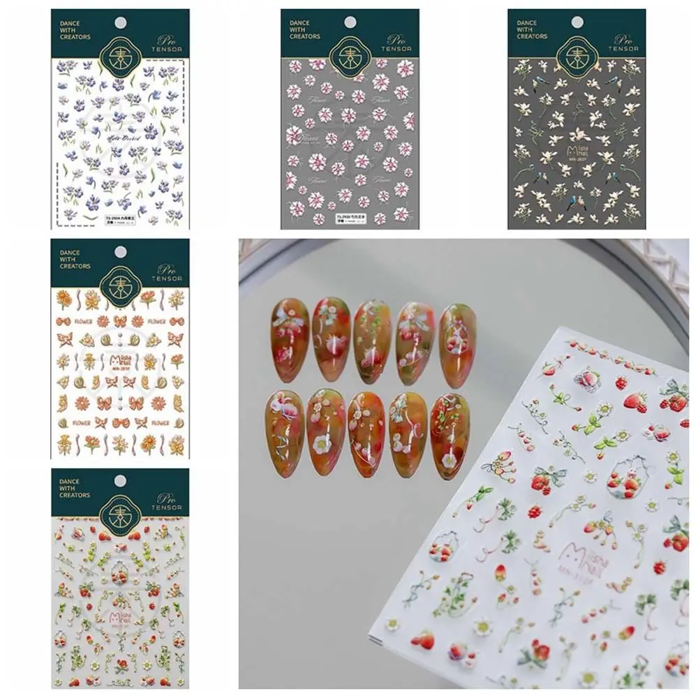 

Floral Petal Flower Nail Stickers DIY Nail Decorations Manicure Ornaments Flower Nail Decals Bowknot Butterfly Pattern