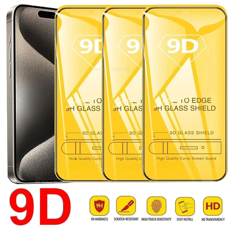 

Закаленные очки 9D для iPhone, защитная пленка для экрана iPhone 15 14 Pro Max 13 12 Mini 11 Pro 15 7 8Plus, защитное стекло, 3 шт.