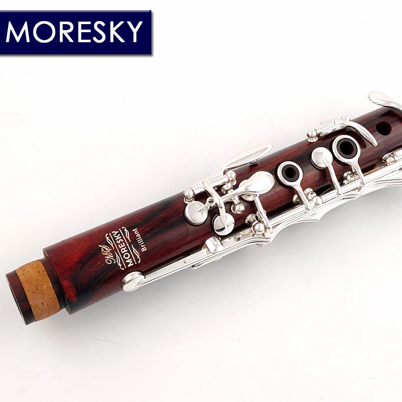 MORESKY Cocobolo Wood Professional Clarinet Bb Silver Plated Keys Sib Klarnet