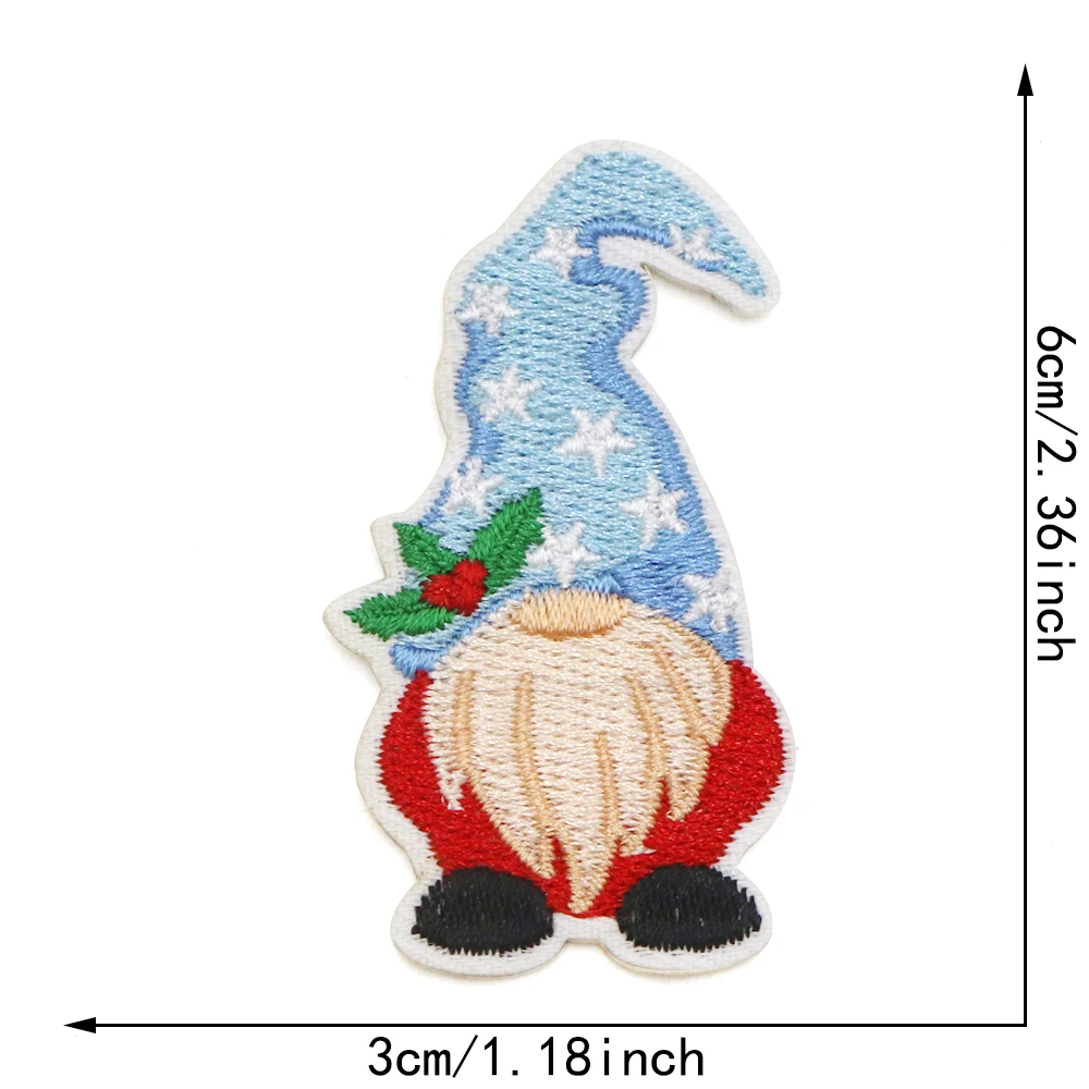 3 Teil/los Weihnachten Eisen auf Patches Gestickte Nähen Applique Reparatur Patch Santa Claus XmasTree Kranz Schneemann Elch Engel DIY Handwerk – Detail 8