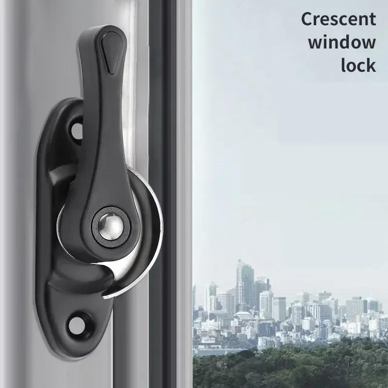 Stainless Steel Crescent Universal Lock with Hook Door and Window Hook Lock Children's Safety Window Sliding Door Buckle