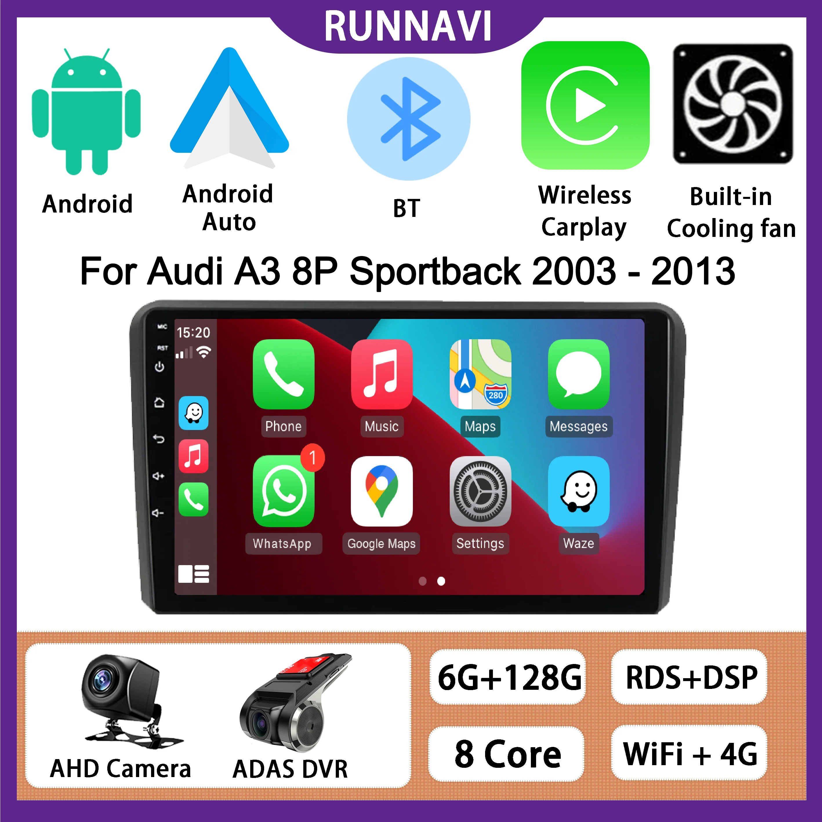 Autoradio GPS tactile Bluetooth Standard Audi A3 8P,S3,RS3