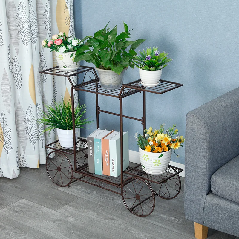 Creative multi-layer cart landing green plant flowers green laurel iron art Nordic flower frame