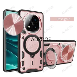Slide Camera Protection Case with Ring Stand and Back Cover for Redmi Note14 4G  163 (Rose Gold)