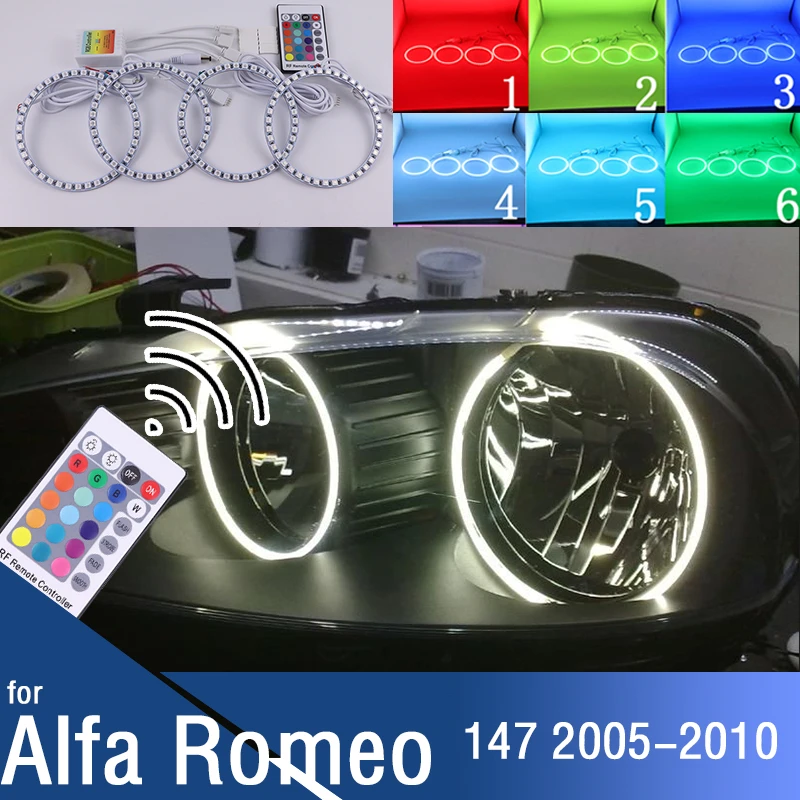 

LED Angel Eyes Kit Halo Ring Headlight Lamps For Alfa Romeo 147 2005-2010 Ultra Bright Refit RGB multi-color Remote Control