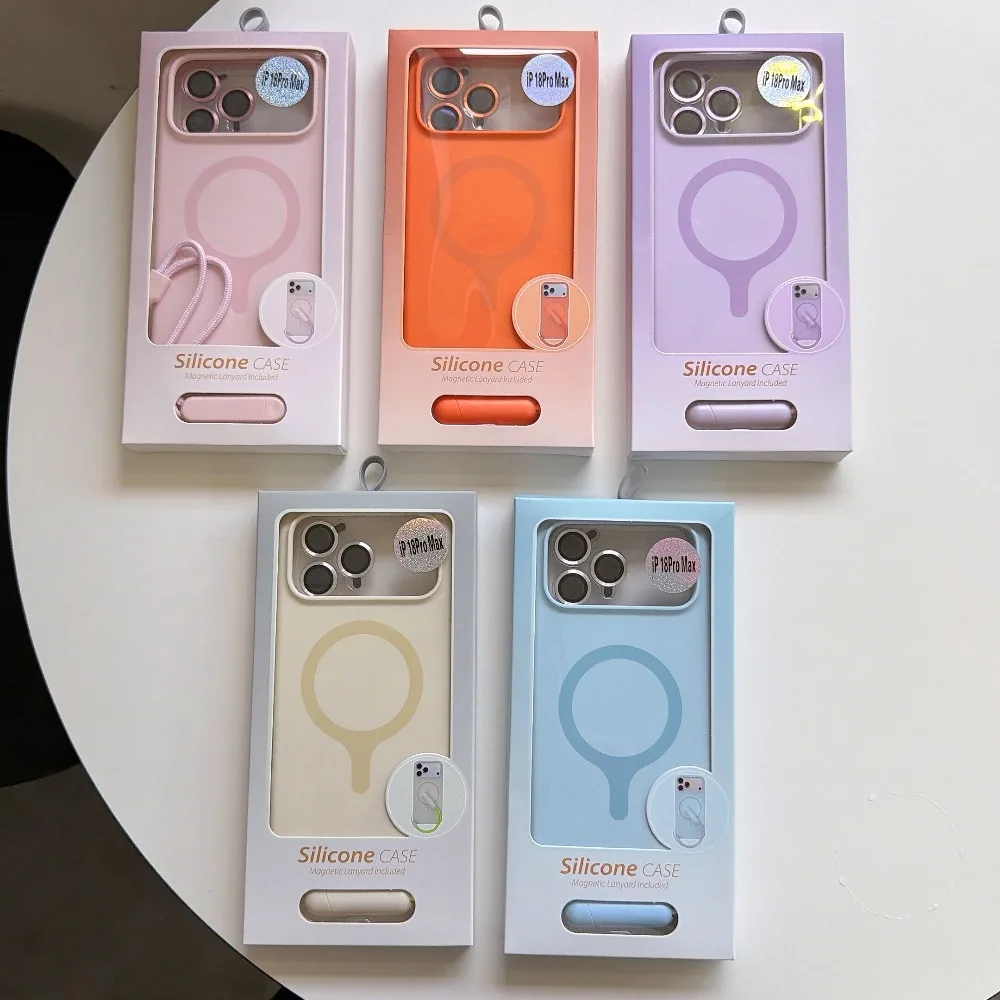 Luxury Silicone Case with Hand Wrist Strap and Lens Protector - Contrast Lanyard Cover