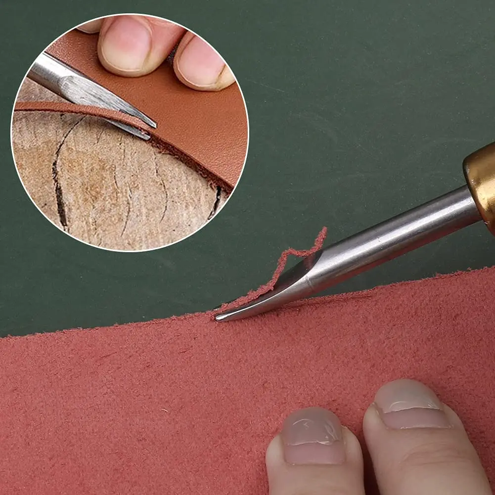 KRABALL Leather Craft Tools Leather Edge Beveler Cutting Knife Skiving Knife U V Shaped Stitching Groover Tools