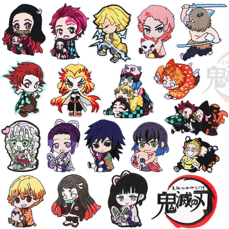 Demon Slayer Patches Anime Kawaii Cartoon Clothes Patche Tanjirou