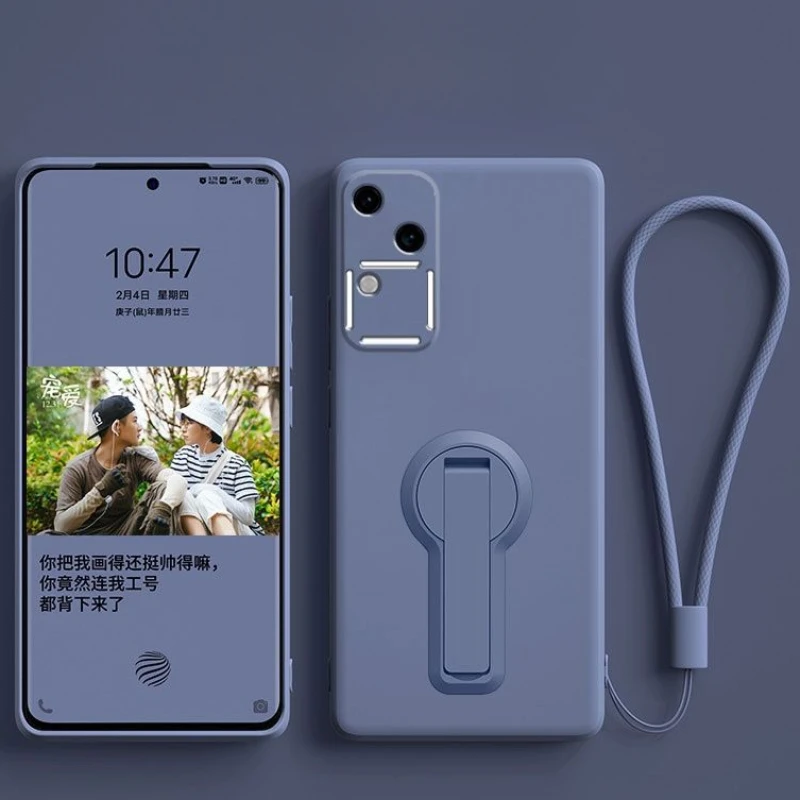 

ДЛЯ VIVO S18 Pro S18E Мягкая силиконовая искусственная кожа для VIVO S18Pro S18E Противоударная задняя крышка защитная оболочка чехол с кронштейном