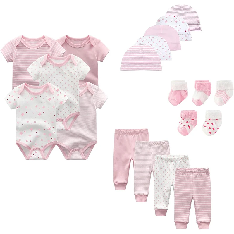 Unisex Baby Boy Girl Layette Sets Bodysuits Pants And Accessories 19 Packs Comfort Infant Outfit New Born Essentials 1