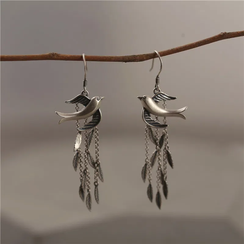 

New 2023 Vintage Bird Tassel Earrings Unisex Long Earrings Earrings Banquet Jewelry Accessories Gift