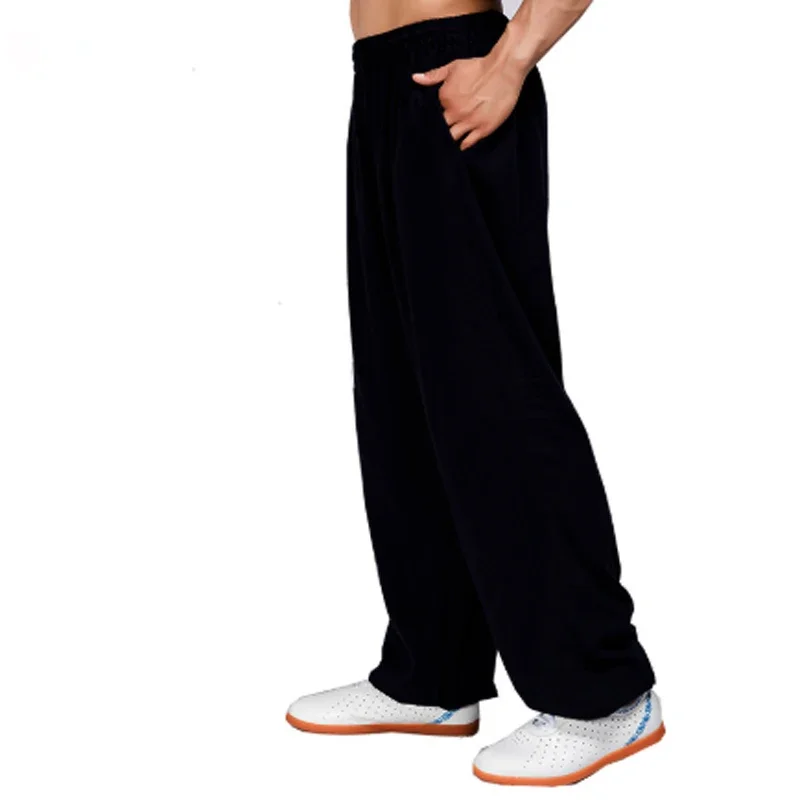 Men's Tai Chi Bloomers Loose Cotton Linen Trousers Martial Arts Kung Fu Running Yoga Pants wing chun אומנויות לחימה