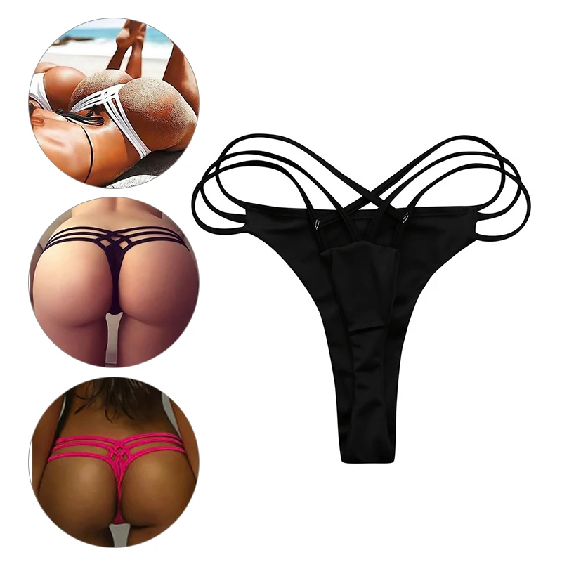 New Women Sexy G-string Cross-strap Bikini Swimwear Stylish Bottoms Female Thong Beach Panties Swimsuit Solid Color Underwear bikini set women swimwear bikini swimsuit bikini bottom