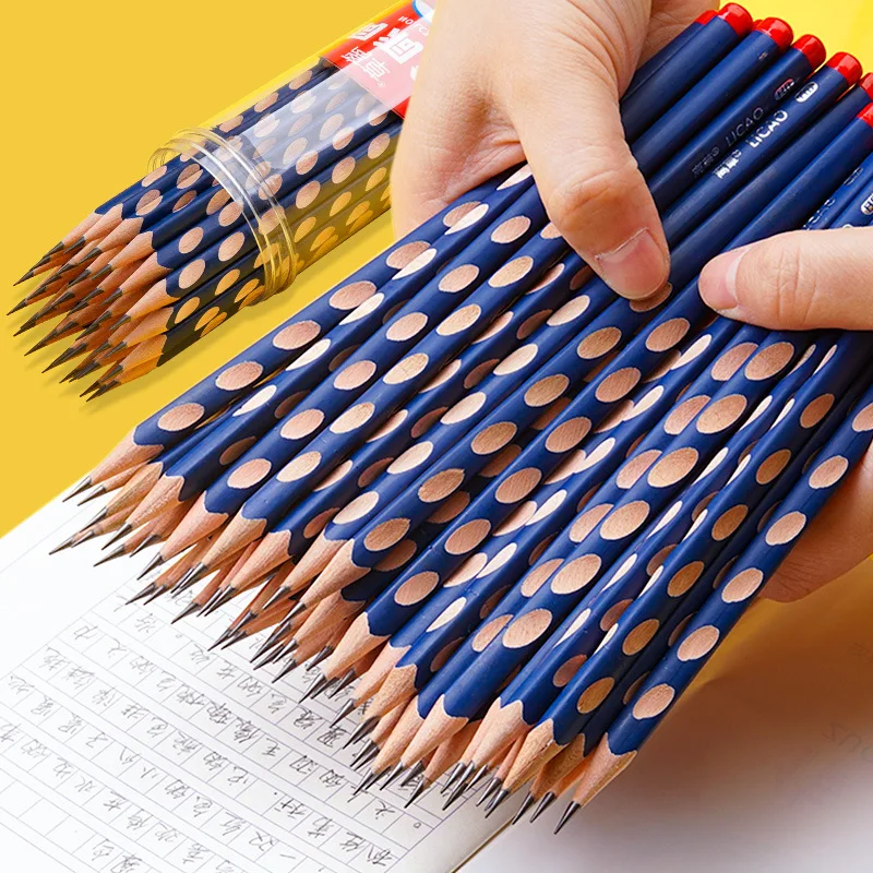 10Pcs Drawing Pencils Groove Triangle Wooden HB 2B Posture Correction School Office Stationery Professional Exam