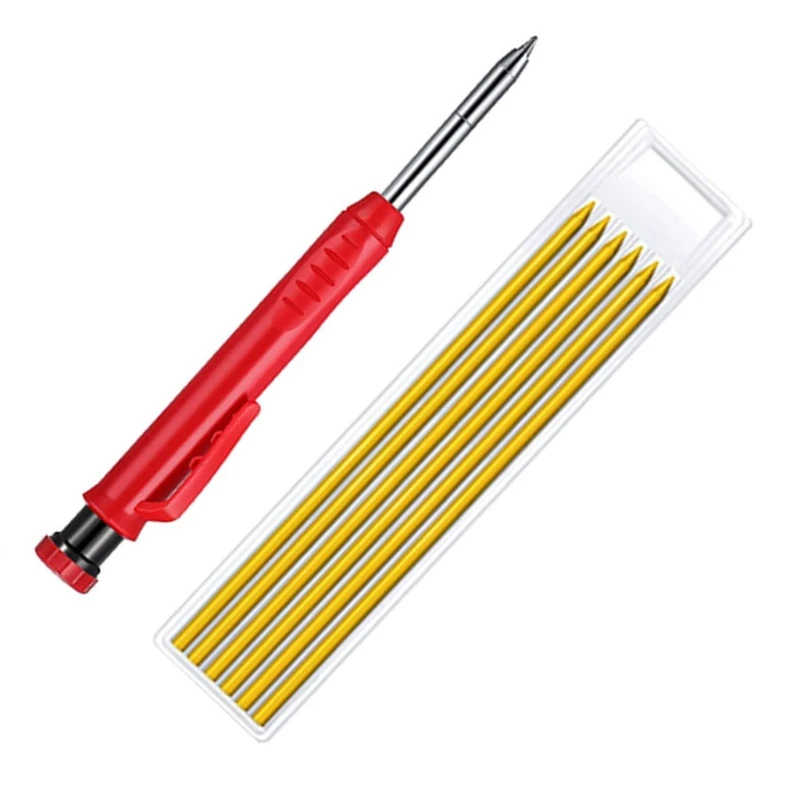 

Red Solid Carpenter Pencil Built-in Sharpener Long Nosed Deep Hole for Scriber