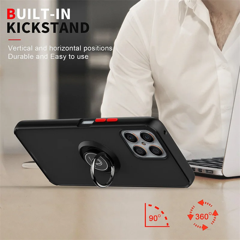 Durable Armor Case with Magnetic Ring Stand and Matte Finish