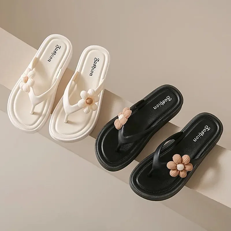 Summer Women Slippers Cute Flower Platform Sandals Casual Indoor Outdoor Clogs Beach Slides Female Home Garden Shoes