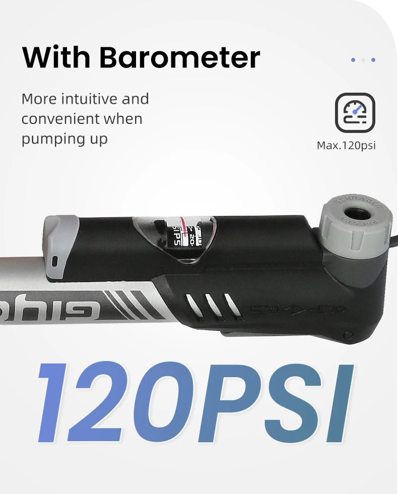 Mini Pompe à Vélo 120PSI - Compatible Presta Et Schrader - Gonflage Facile Et Rapide