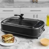 Smokeless Grill, Electric Griddle with Tempered Glass Lid, Portable BBQ Grill with Digital Temperature Control LED Display 3