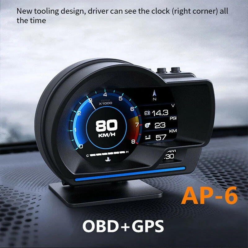 범용 자동차 디지털 속도계, 수온 전압 속도 알람 게이지, OBD2 GPS