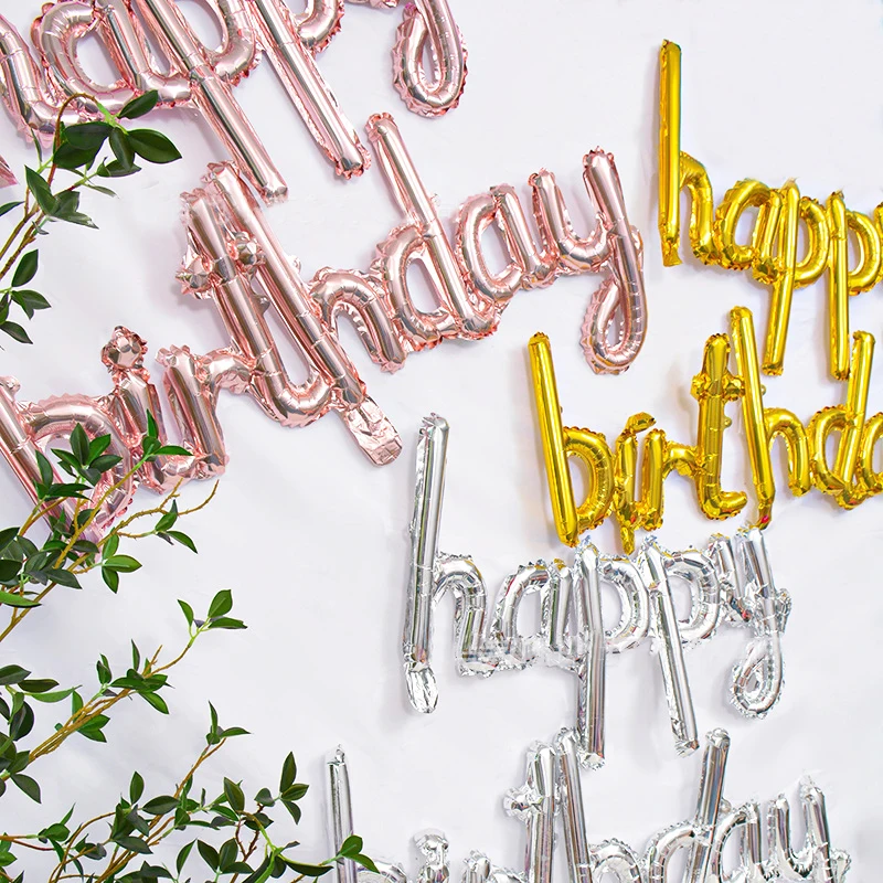 1 Beutel, 40,6 cm, verbunden, alles Gute zum Geburtstag, Buchstabenfolie, kursiver Schrift, Ballon, hängende Banner für Kinder und Erwachsene, Geburtstagsparty-Dekoration